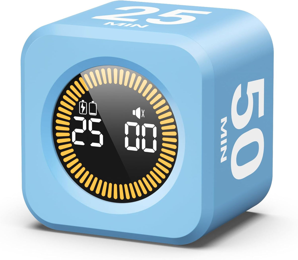 KADAMS Pomodoro Cube Timer Productivity Visual Timer - 5/10/25/50 Min Rotating Countdown (Blue)