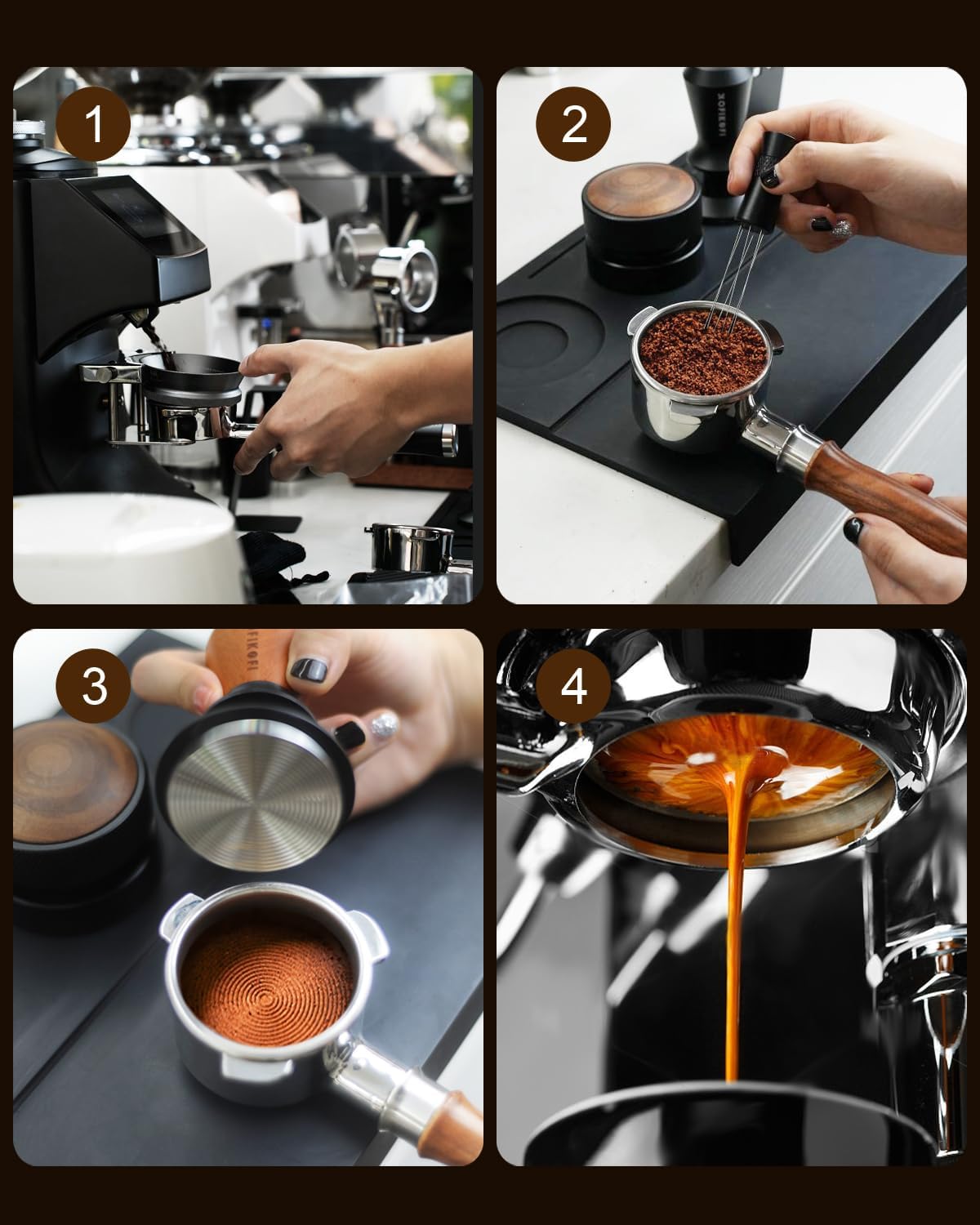 Bottomless Portafilter 58mm Fit Breville, 2 Ears Slim Naked Portafilter Fits Breville Espresso Machines BES900XL, BES920XL, BES980XL, BES990BSS with 18g Double Shot Filter Basket, Puck Screen-Rosewood