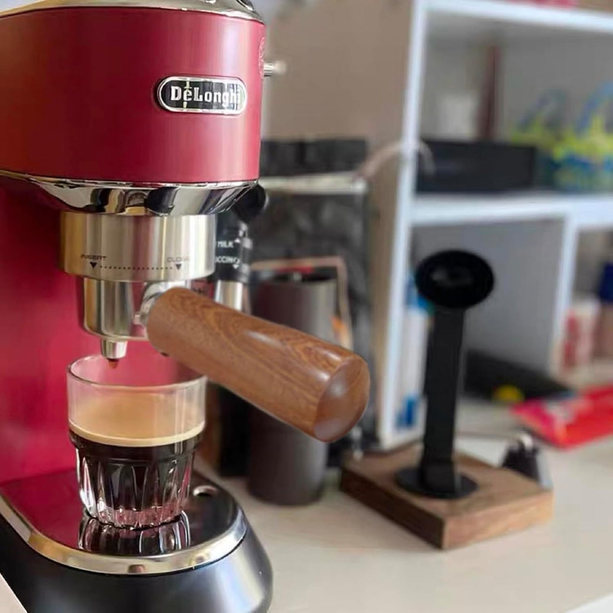 MIAO JIN 51mm Bottomless Portafilter 2 ears Coffee Naked Espresso Portafilter Compatible with DeLonghi Dedica 311GR-310GR/ECO310 With 1 Cup Filter Basket