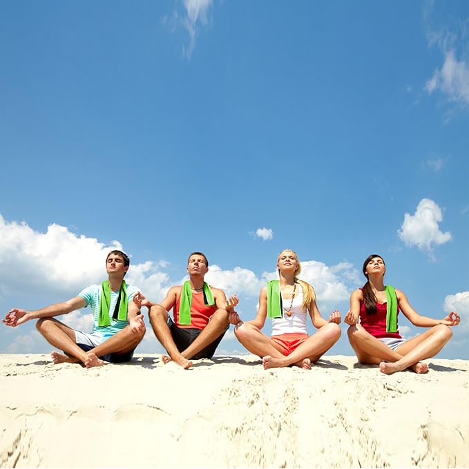 Biange Cooling Towel (Pack of 20, 40"x12") with Pouches for Sports, Workout, Fitness, Gym, Yoga, Golf, Pilates, Travel, Camping & More