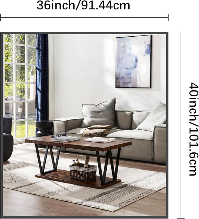 Bathroom Mirror,36x40 inch Wall Mirror for Bathroom Wall Mounted Black Rectangle Square Corner Mirrors, Black Bathroom Mirror for Living Room, Farmhouse, Bedroom Entryway, Horizontal/Vertical