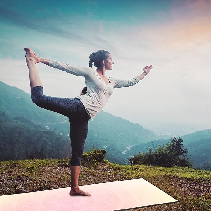 QiyI Yoga Mat Towel with Corner Pockets, Non Slip Sweat Absorbent Hot Yoga Towels, Soft Yoga Blankets with Travel Bag, Skidless Mat Cover for Workout, Gym, Fitness - 70"x26", Gradient Mandala