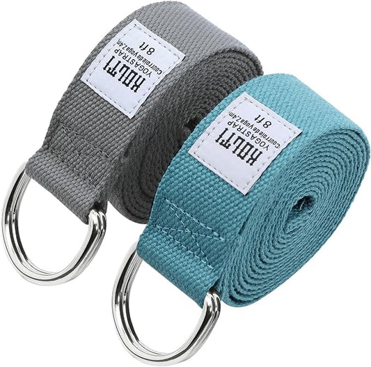 Yoga Exercise Adjustable Straps 8FT with Durable D-Ring for Pilates & Gym Workouts | Hold Poses, Stretch, Improve Flexibility & Maintain Balance