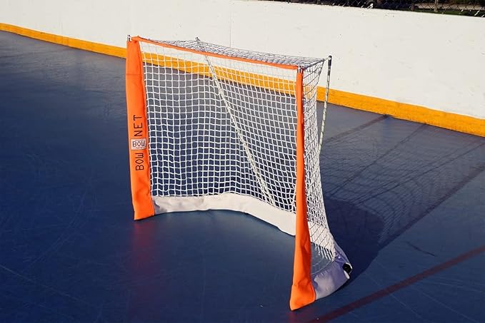 Bownet Portable Street Hockey Net with Padded Posts, Ground Frame, and Carrying Bag (4'6" x 3'6")