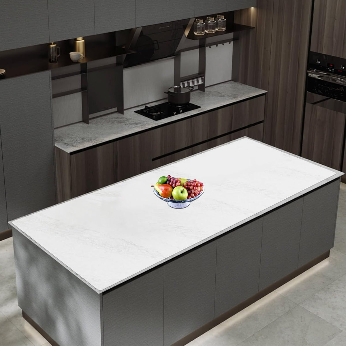 47.3''x23.6''(120cmx60cm) Extra Large Silicone Mat for Kitchen Counter, Heat Resistant Countertop Protector, Non-Slip Waterproof Kitchen Island Mat, Easy to Clean, Semitransparent