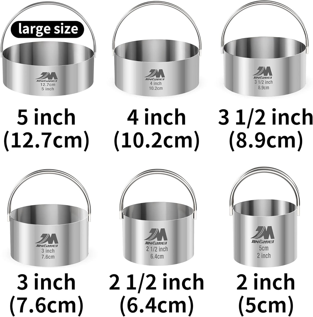 Biscuit Cutter Set for baking 2inch 2.5inch 3inch 3.5inch 4inch 5inch large size Round Cookies Cutter with Handle Professional Baking Dough Tools 6pcs set