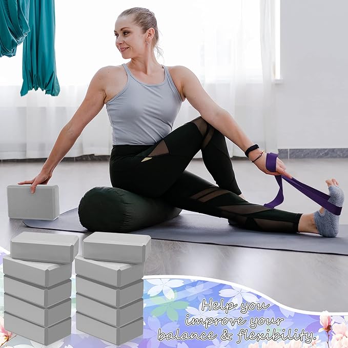 Outus 20 Pcs Yoga Blocks Bulk 9 x 6 x 3 Inch High Density Bricks to Improve Strength Flexibility Balance Soft Non Slip Gymnastic Blocks for Yoga Sports