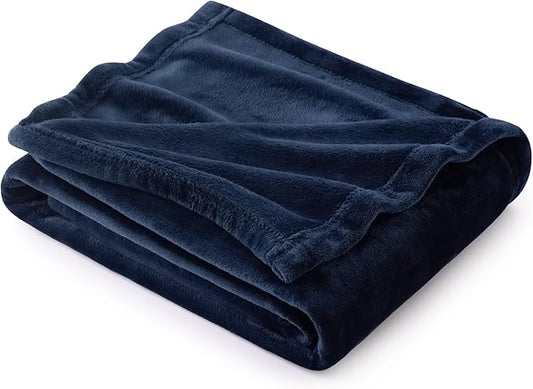 Bedsure Fleece Blanket Twin Size Navy Blue - 300GSM Lightweight Plush Fuzzy Cozy Soft Warm Blanket for Bed, Sofa, Couch, Travel, Camping, 60x80 inches