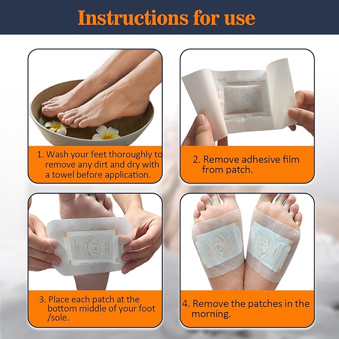 2 in 1 Foot Pads, 20 Pads Tear and Use Pure Ginger Bamboo Wormwood Foot Pads, Bigger Adhesive ''Stay in Place'' Goodnight Pads