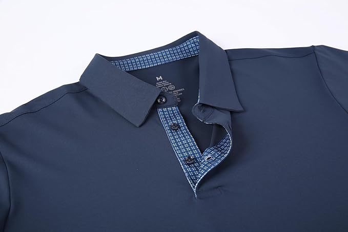 Alex Vando Mens Golf Shirt Moisture Wicking Quick-Dry Solid Short Sleeve Polo Shirts for Men