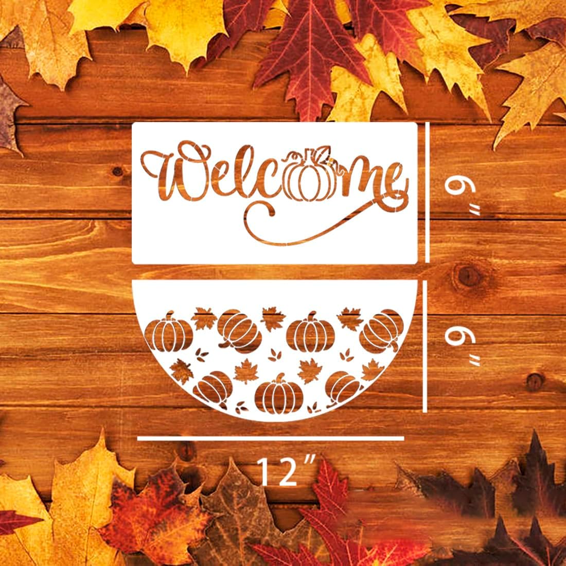 Fall Stencils Thanksgiving Stencils Autumn Hello Pumpkin Happy Harvest Stencil Templates for Painting on Wood Wall Door Mats Fabric