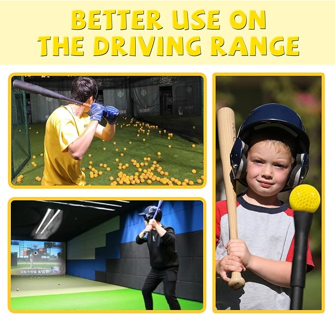 Bucket Pitching Machine Baseballs 24/36 Pack - 60 MPH High Bouncy Yellow Dimpled Practice Balls | Lightweight & Durable for Batting/Fielding Training | Indoor/Outdoor All Ages