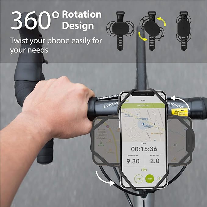 BONE Run + Bike Tie Connect Kit 1, 2-in-1 Running & Bike Phone Holder, Detachable & Rotatable 360° Sport Armband & Phone Mount Compatible with Most Smartphones (Stem/Armband 2-in-1 Connection Kit)