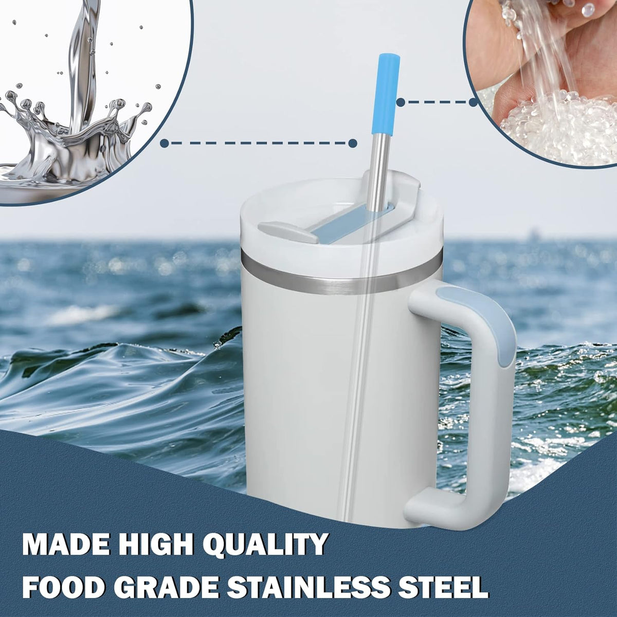 Stainless Steel Replacement Straws for Stanley Adventure Travel Tumbler (6 Straws with Tips for 40oz)