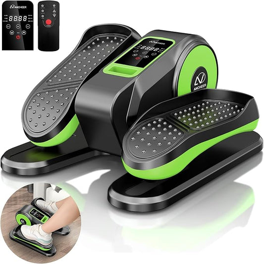 ANCHEER Under Desk Elliptical Machine, Ellipse Leg Exerciser for Seniors with 12 Adjustable Speeds, Quiet & Portable Electric Seated Pedal Exerciser with Remote Control