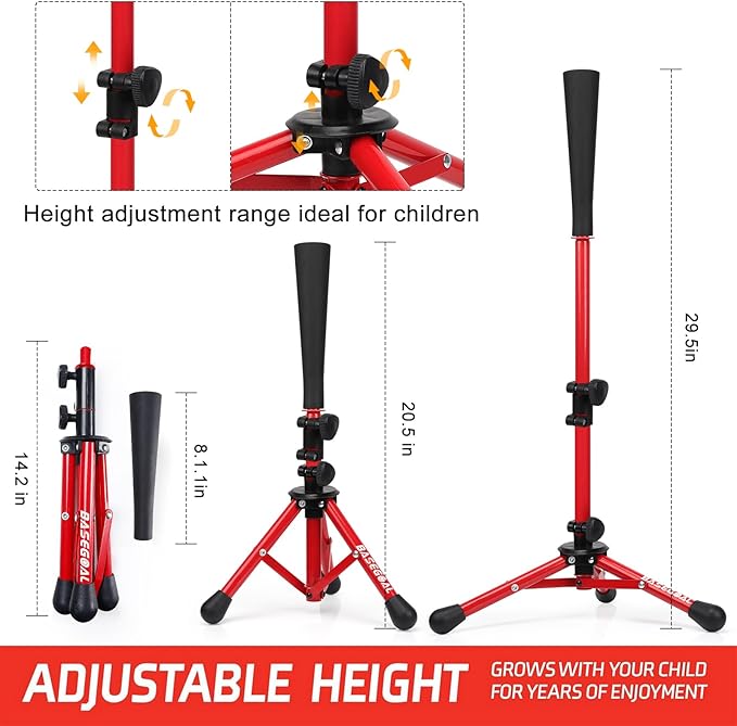 Baseball Tee for Kids,Batting Tee,Softball Tee,Youth Hitting Tee,Teeball Tee,Travel Tee,Easy Adjustable Height