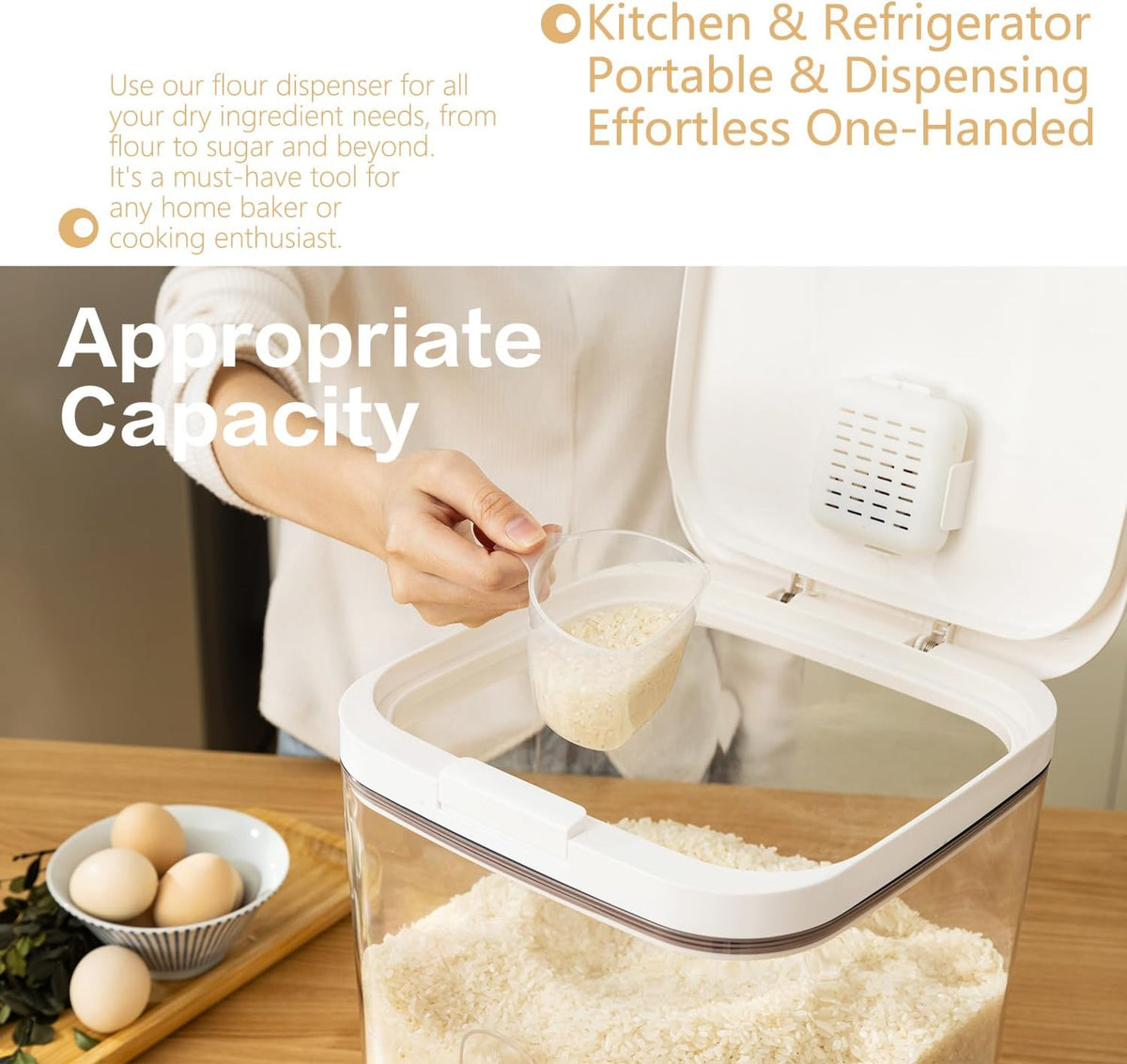 Flour Container 20LBS - 10 L /10.5 QT /10 KG - Rice Container Storage Food Grain Container Bins Household for Kitchen Pantry Organization (11L)
