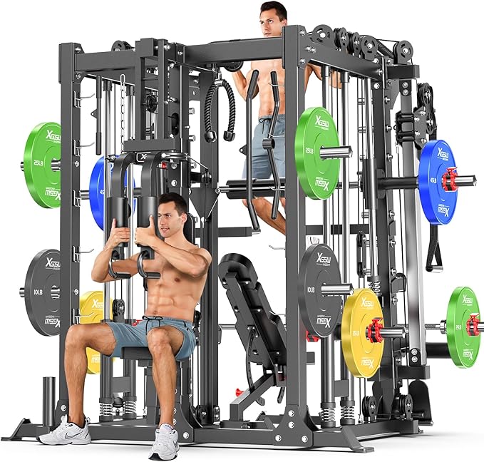 Power Cage,1600lbs Multi-Function Power Rack with Adjustable Cable Crossover System and More Training Attachment, Weight Cage for Home Gym