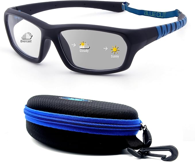 BLUE CUT Sports Protection Goggles, Photochromic Lenses Safety Glasses for Basketball, Pickleball and Outdoor Sports