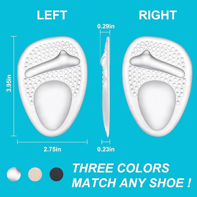 Ball of Foot Cushions, Metatarsal Pads Women, High Heels Non-Slip Comfort Pads, Shoe Support for Metatarsalgia Mortons Neuroma Pain Relief (2 Pairs, Crystal)