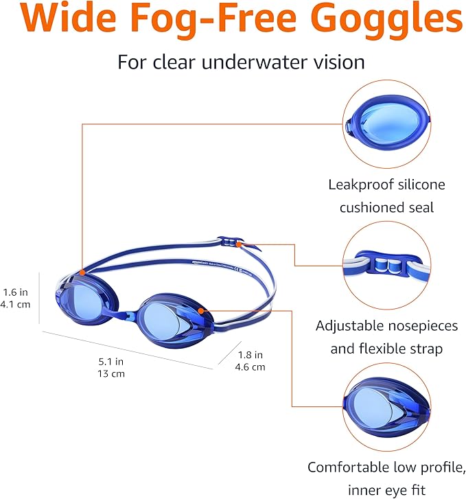 Amazon Basics Unisex Swim Goggles