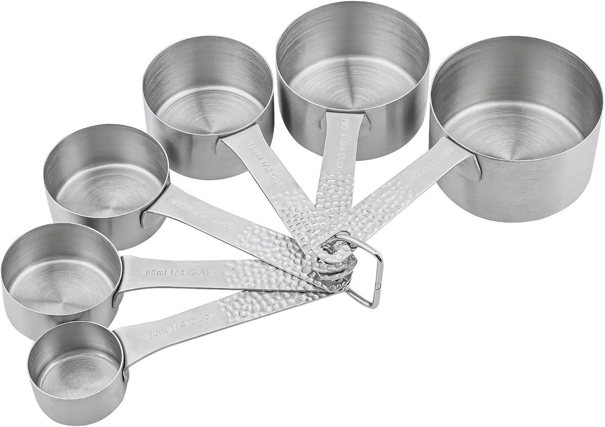 Measuring Cups and Spoons Set 14, 18/8 Stainless Steel Measuring Cups and Spoons Set for Baking & Kitchen, Metric & US Metal 6 Measuring Cups and 7 Measuring Spoons with 1 Leveler