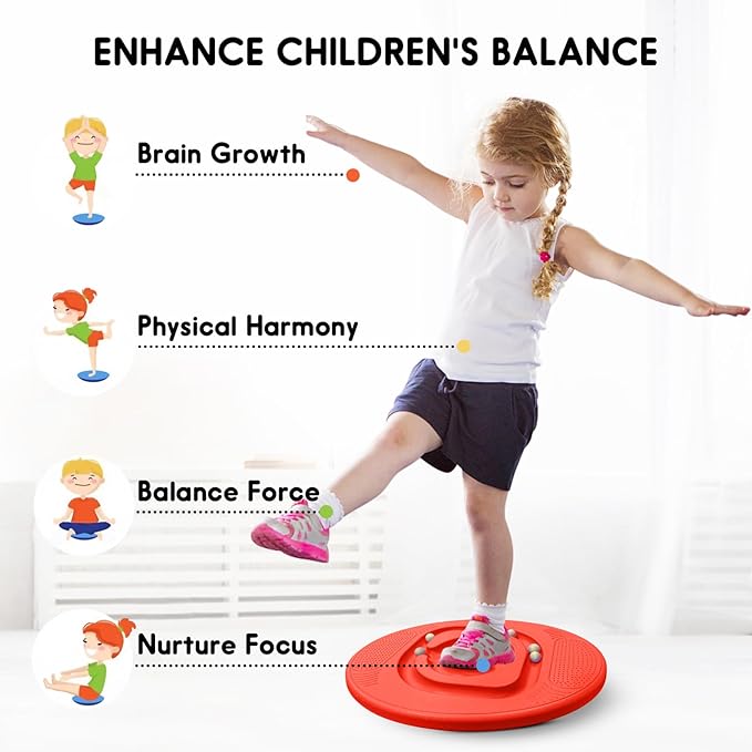 Balance Board for Kids with Maze - Plastic Wobble Board for Skiing Surfing Snowboard Training, Non-Slip Sensory Rocker Board for Toddlers 3-12, Core Strength Physical Therapy Equipment & Skateboard Balance Trainer