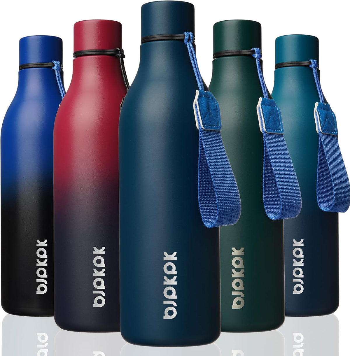 BJPKPK Insulated Water Bottles, 25 oz Stainless Steel Metal Water Bottle with Strap, BPA Free Leak Proof Thermos, Mugs, Flasks, Reusable Water Bottle for Sports & Travel, Navy Blue