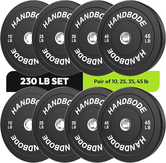 Bumper Plates 2 - Inch Olympic Weight Plate Set for Barbell, 10-55 lb Rubber Weights Sets for Home Gym, Strength Training Plate, Weight Lifting, Black