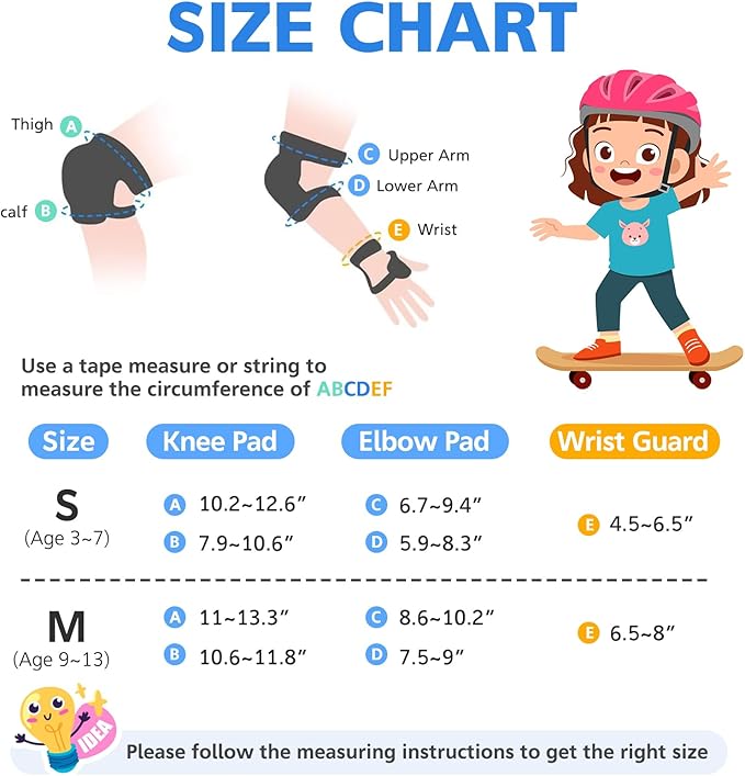 BOSONER Kids/Youth Knee Pad Elbow Pads Guards Protective Gear Set for Roller Skates Cycling BMX Bike Skateboard Inline Skatings Scooter Riding Sports