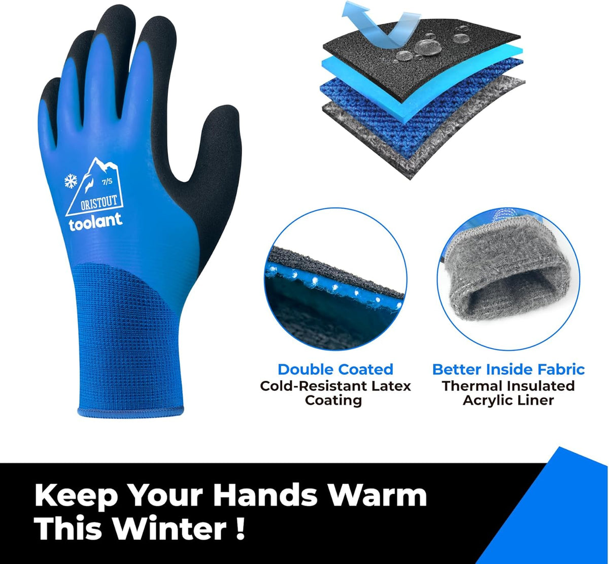Waterproof Winter Work Gloves for Men and Women, Touchscreen, Freezer Gloves, Thermal Insulated, for Cold Weather