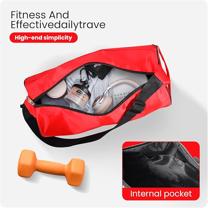 C&F BOGMOST Small Gym Bag for Women & Men,Small Lightweight Duffel Bag Carry On Bags Mini Duffel Travel Bag Waterproof Sports Bags for Workout/Sport/Travel, Red
