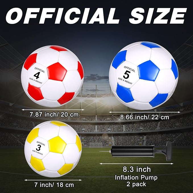 12 Pack Operation Christmas Bulk Items Soccer Ball with Pump Needles, Official Size 3/4/5 Soccer Ball Deflated Gift for Christian Charity Donation Training Practice