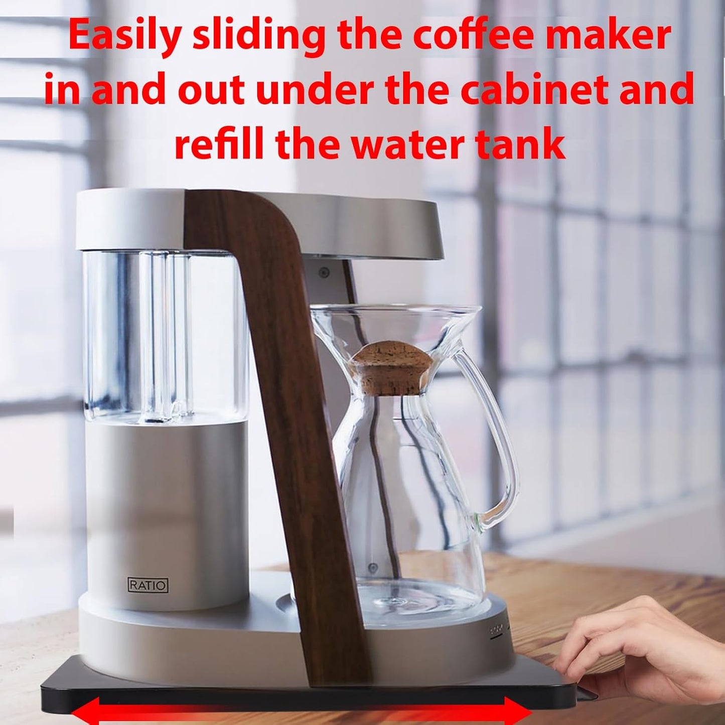 Coffee Maker Sliding Tray,Kitchen Caddy Sliding Tray for KitchenAid Stand Mixer Coffee Pot Slider Under Cabinet Appliance Toaster Blender Air Fryer Countertop Storage Moving Slider(9"W x 14.5"D)