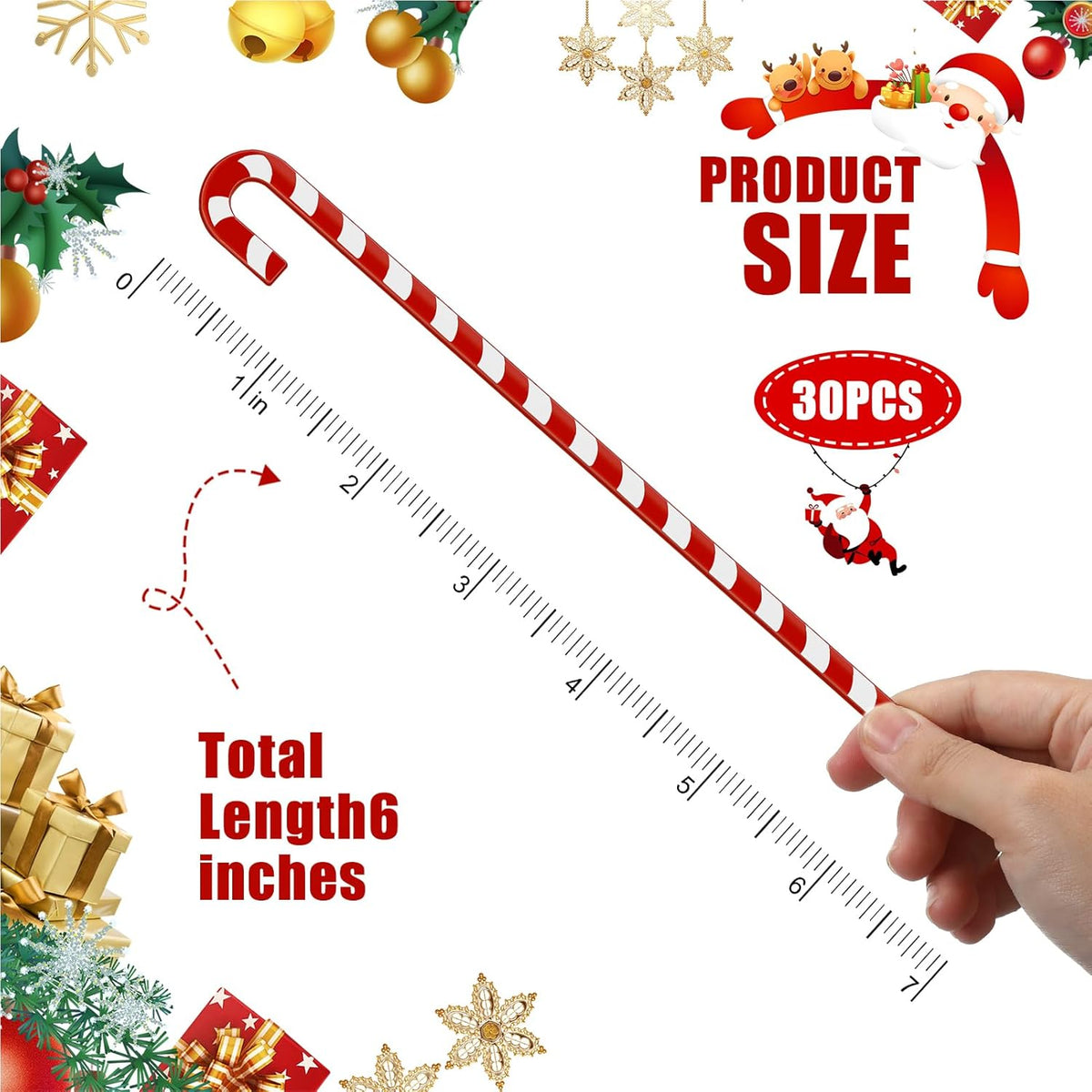 30 Pcs Christmas Coffee Stirrers Candy Cane Swizzle Sticks Coffee Bar Decoration Hot Cocoa Plastic Cocktails Drink Stirrers Reusable Beverage Stir Gifts for Xmas Party Supplies(Red, White)