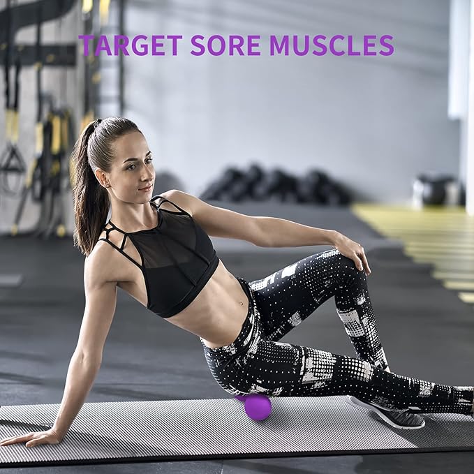 5BILLION FITNESS Peanut Massage Ball,Double Lacrosse Ball and Mobility Massage Ball for Physical Therapy - Deep Tissue Massage Tool for Myofascial Release, Muscle Relaxer, Acupoint Massage (Purple)