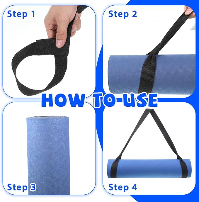 Black Yoga Mat Sling 1 Pcs Multi-purpose Straps Easy-Cinch Yoga Mats Holder Adjustable Strap Hands-Free Easy to Carry for Carrier and Organizing - Mat Not Included