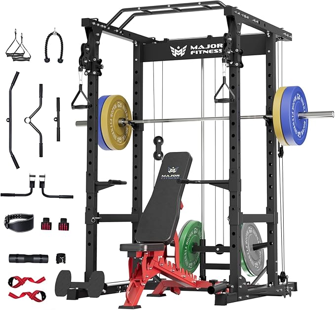 MAJOR FITNESS Drone1 Power Cage - Multi-Function Power Rack for Home Gym, Squat Rack, Cable Crossover System, for Strength Training, Heavy-Duty Steel Construction