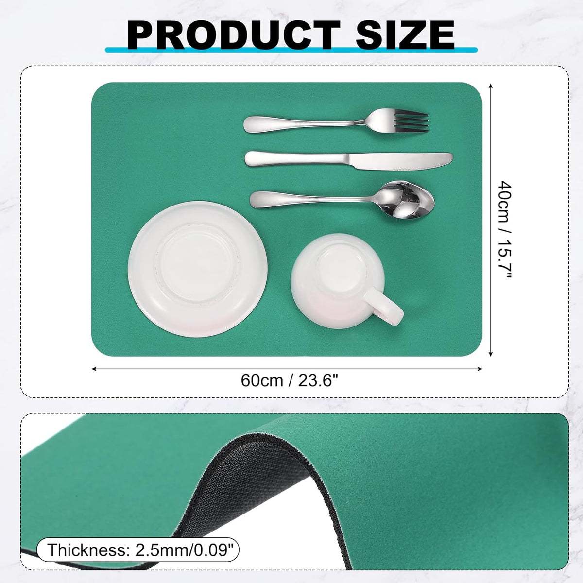 uxcell Silicone Mats for Kitchen Counter, 23.6" x 15.7" Non-Slip Countertop Protector Mat Heat Resistant Coffee Mat Waterproof Table Placemat, Green
