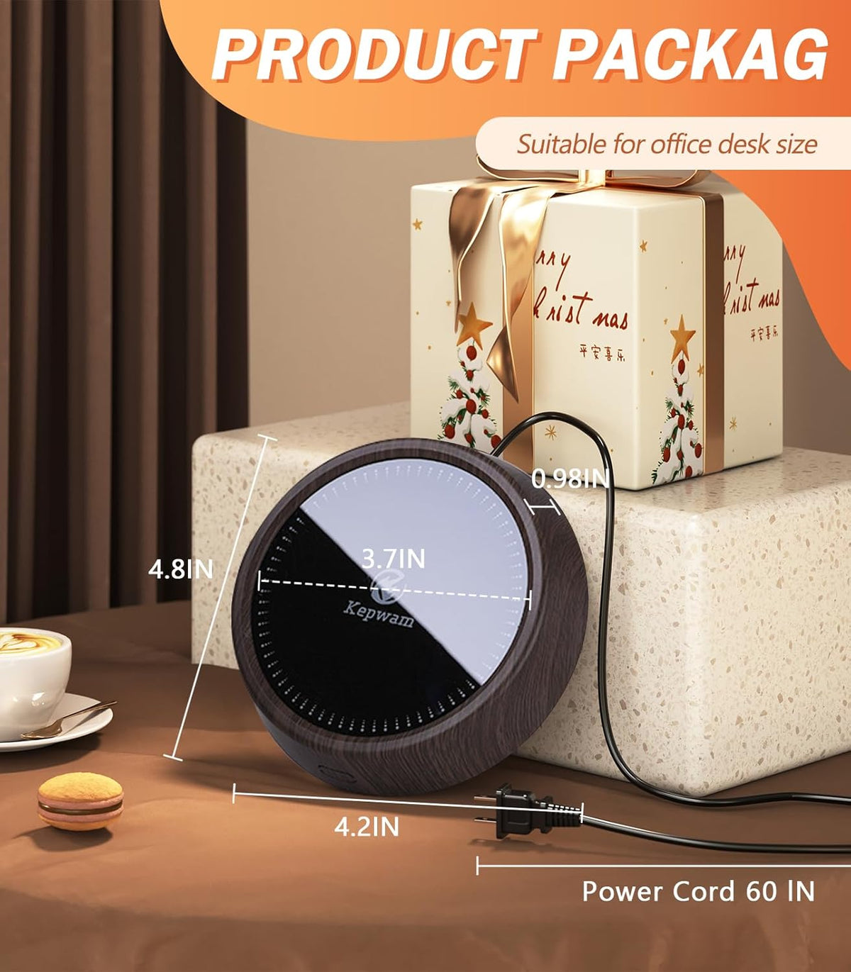 Mug Warmer - 25W Coffee Warmer for Desk Auto Shut Off, 3-Level Temp with Indicator Lights, Smart Candle Warmer Plate, Cup Warmer Heated Coaster for Coffee, Milk, Tea, Safely Use for Office/Home
