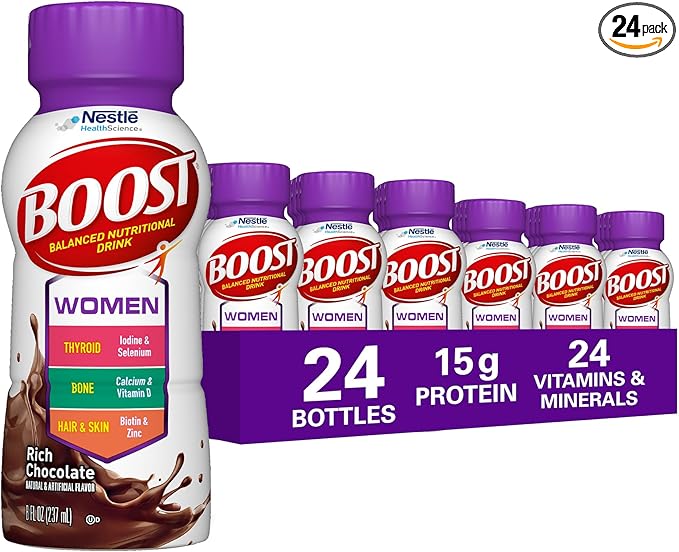 BOOST Women Balanced Nutritional Drink, Rich Chocolate, 8 fl oz (Pack of 24)