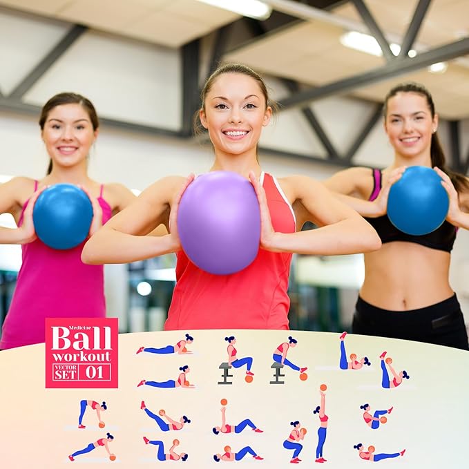 Aoriher 10 Pieces 9 Inch Exercise Pilates Ball Yoga Therapy Core Ball for Yoga Stability Barre Training Stretching Physical Posture Training Gym