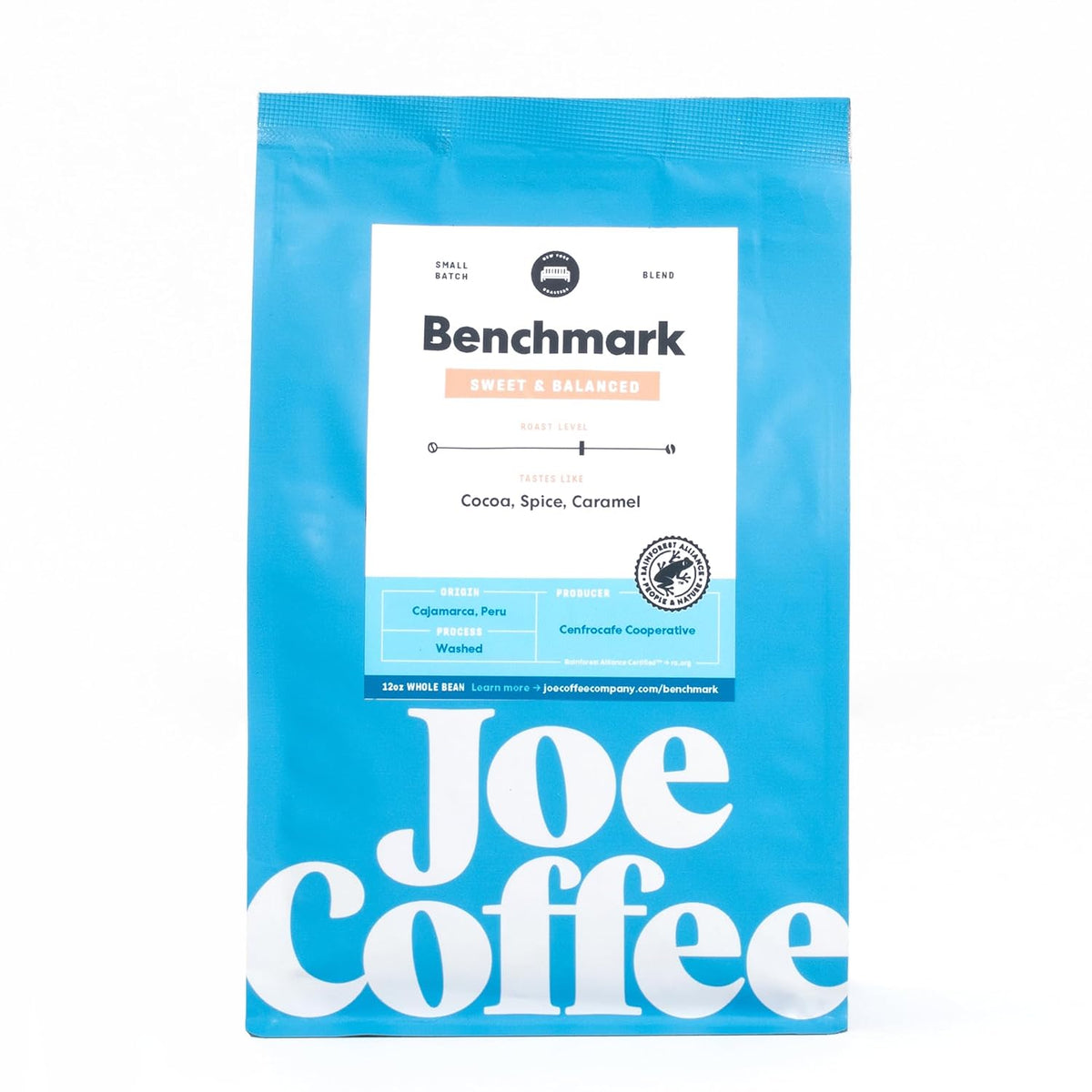Joe Coffee Company - Benchmark Whole Bean Specialty Coffee, 12 oz Bag | NYC Roaster, Rainforest Alliance Certified, Kosher, Climate-Friendly