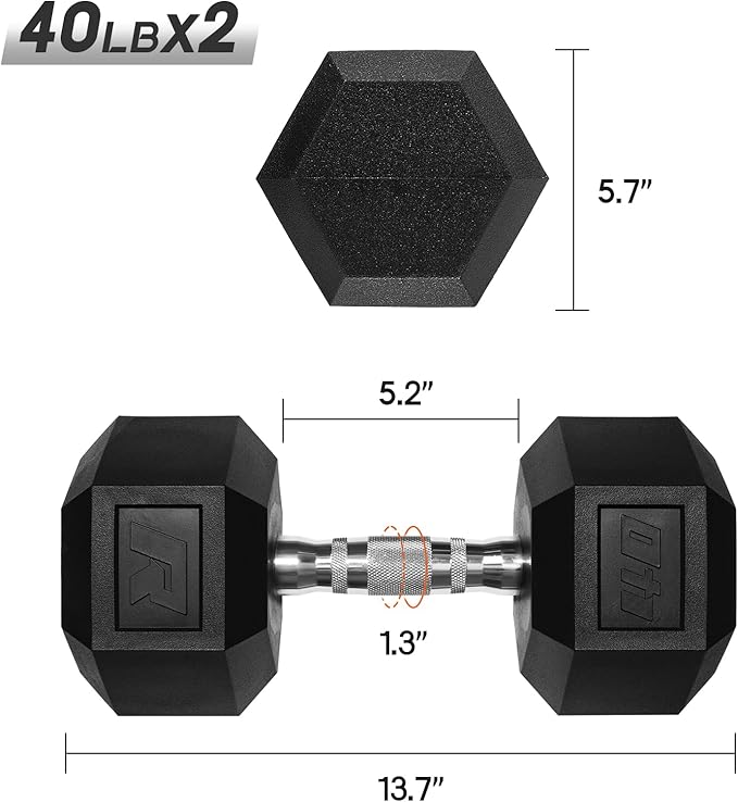 RitFit 5-650 LBS PVC Encased Hex Dumbbell Sets with Optional Rack for Home Gym, Hand weight with Chrome Handle for Strength Training, Workouts