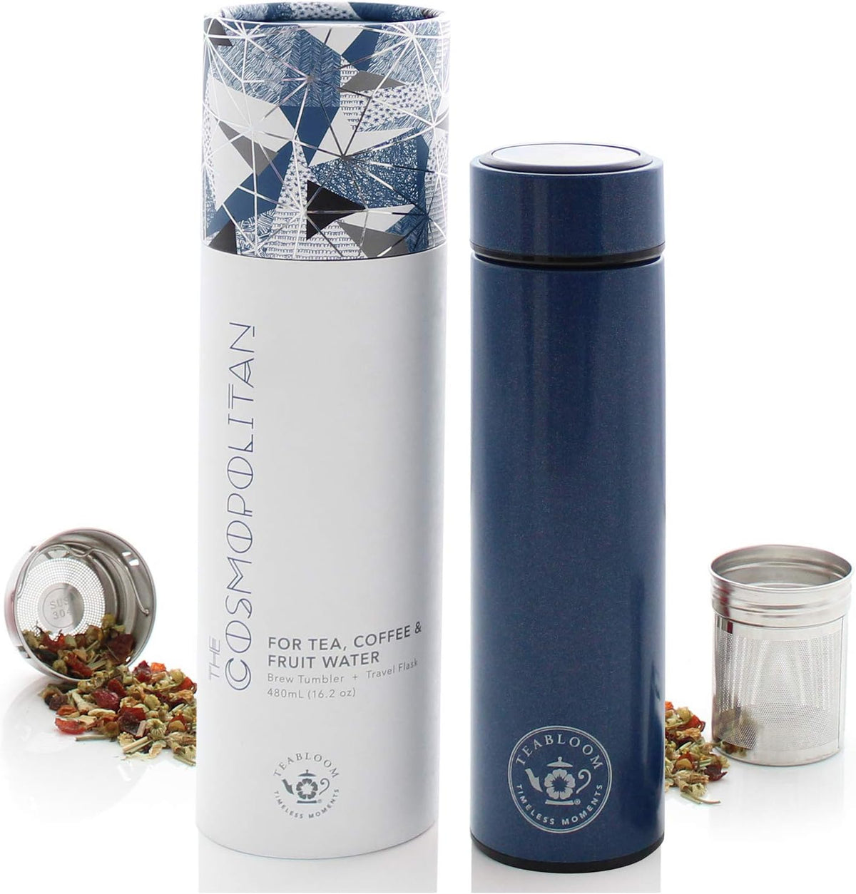 Teabloom - The ORIGINAL All-Brew Travel Tumbler & Thermos | OPRAH’s Favorite | 16oz/480ml Insulated Water Bottle/Tea Flask/Cold Brew Coffee Mug