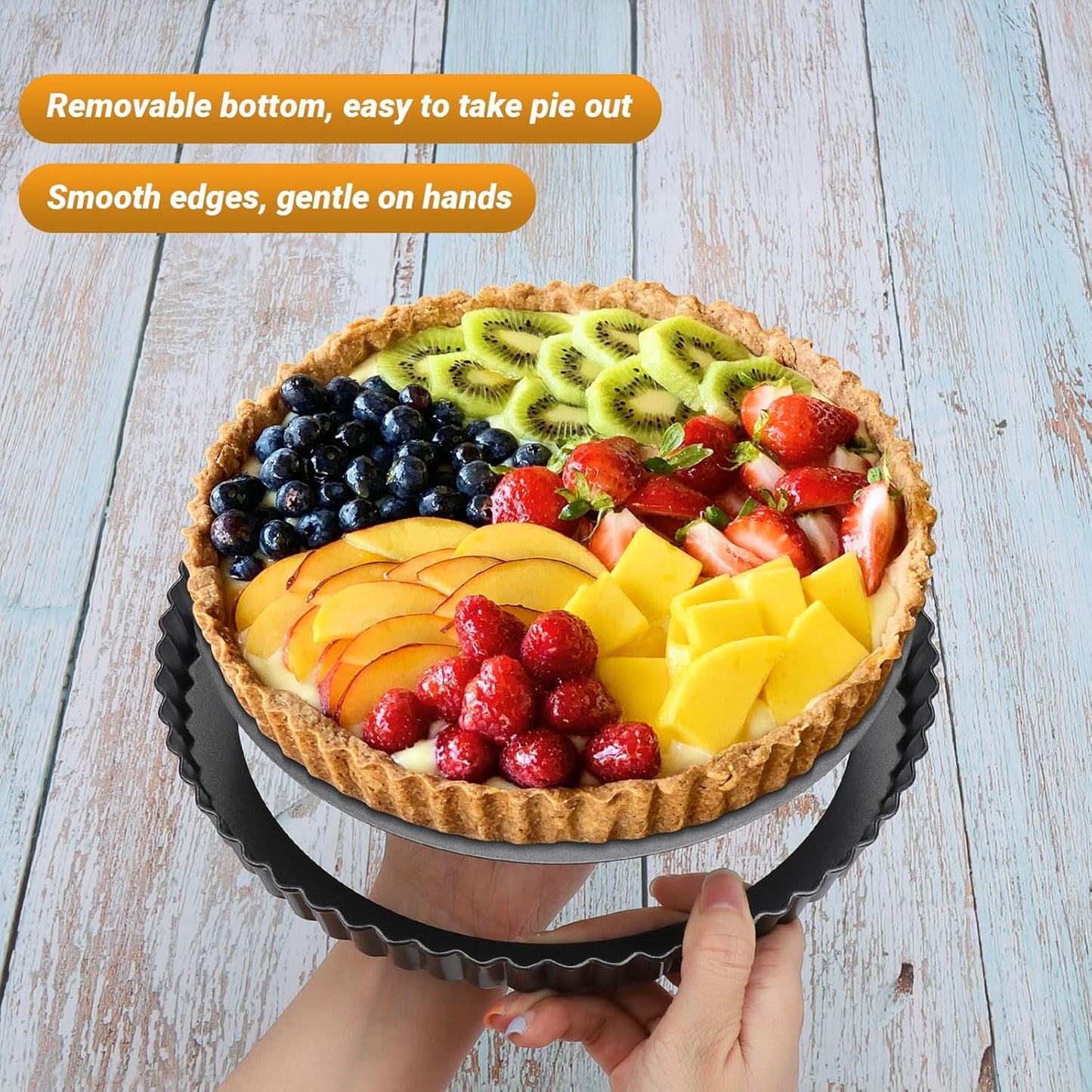 Beasea Tart Pan 9 Inch, 2pcs Tart Pans with Removable Bottom Nonstick Small Round Carbon Steel Tart Quiche Pie Pans for Oven Baking