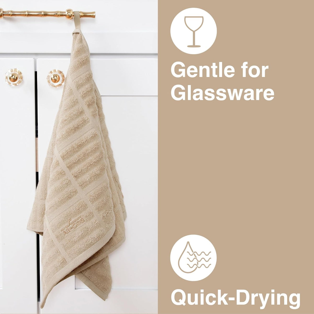 All-Clad Solid Kitchen Towel: Highly Absorbent, Super Soft Long Lasting - 100% Cotton, 17"x30" Tea Towel for Cleaning & Drying Dishes, Pans, Glassware, or Countertops, (1-Pack), Cappuccino