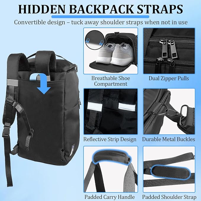 ORKELS Gym Bag with Shoe Compartment, 29L Sports Duffle Bag for Men and Women, Travel Backpack with Wet Pocket, Tear-Resistant Overnight Bag for Fitness, Workout, and Travel