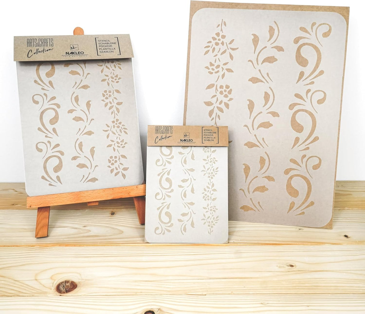 NAKLEO Painting Stencil for Crafts A5 5.9” x 8.3”, Border Flower Plant Pattern, Reusable Plastic DIY & Scrapbooking Drawing Template, Decoupage Art Home Decor, Wall Wood Fabric Furniture