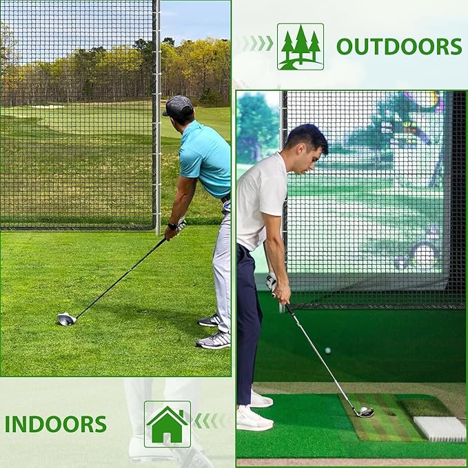 AKOZLIN Heavy Duty Sports Golf Netting Hitting Net 1" Square mesh for Softball,Baseball 10x10ft/10x15ft/10x20ft